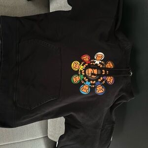 Black A Bathing Ape hoodie with rainbow apes